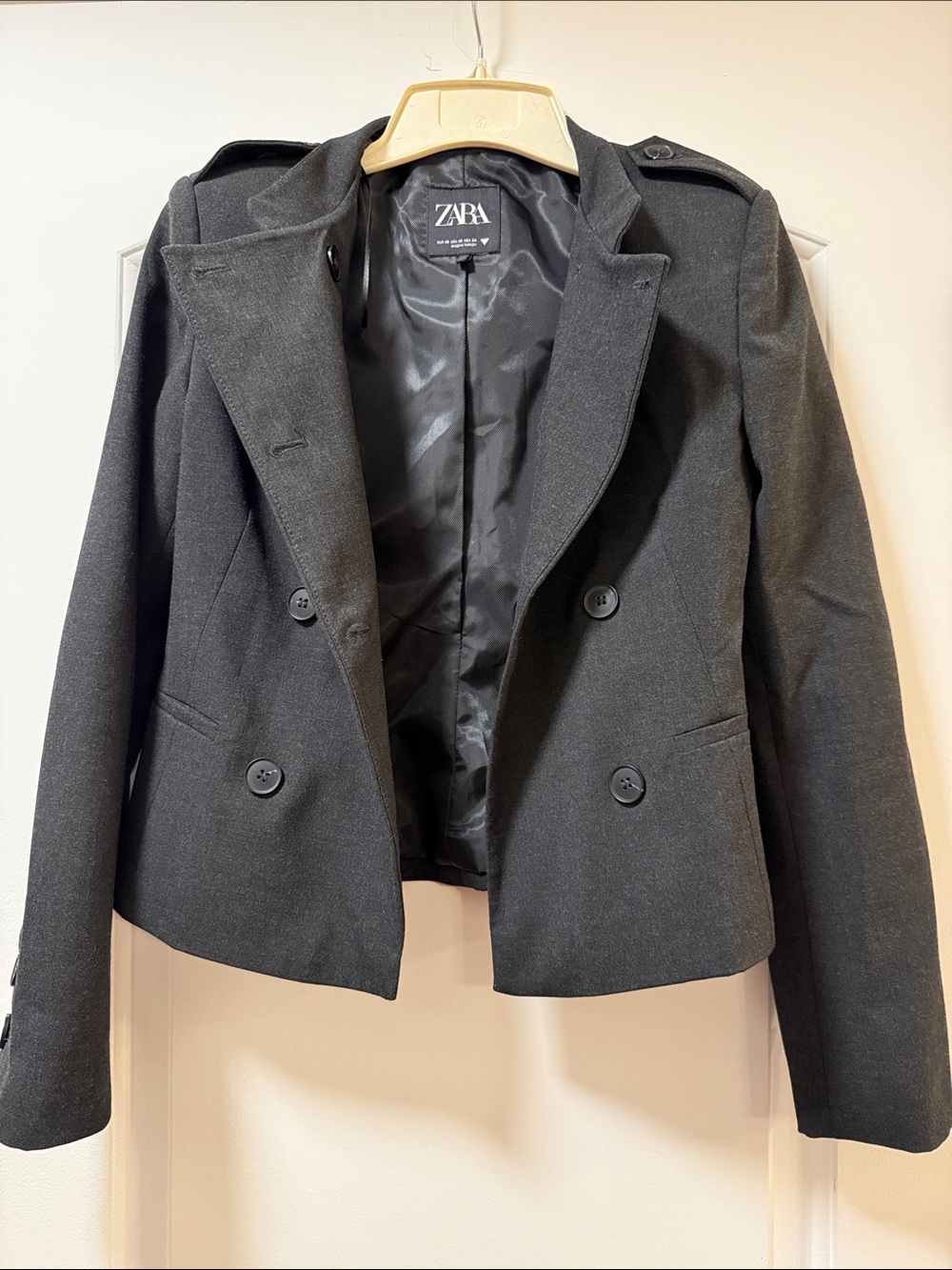 Zara Black Double-Breasted Blazer Jacket